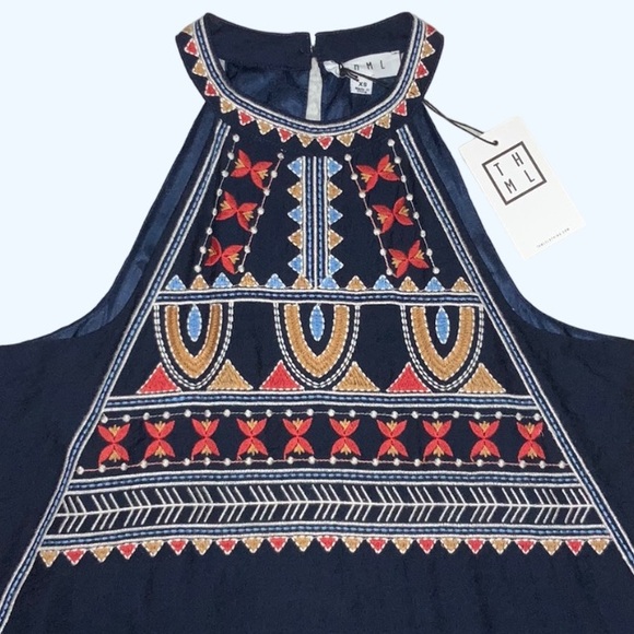 NWT THML - Navy Sleeveless Dress with Embroidery Detail - Picture 9 of 15